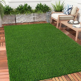 Bsmathom Artificial Grass Rug Indoor Outdoor Rug, 3x5Ft Dog Grass Mat with Drainage Holes, Synthetic Artificial Grass Turf Fake Grass Rug for Balcony Garden Lawn Landscape, 3x5Ft