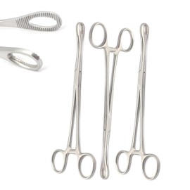 PRECISE CANADA: 3 PCS Stainless Steel Sponge Holding Forceps 9.5" Serrated Straight Economy Grade New