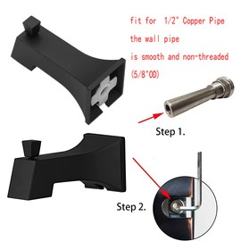 Weirun Bathtub Faucet Tub Spout Shower System Faucet Set Replacement Part Bathroom Extra Long Bath Tub Water Outlet Spout Square Slip-On Diverter for 1/2 inch Copper Tube Matte Black