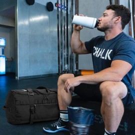 Sports Bag Men's Large 60L Travel Bag Sports Bag Backpack with Shoe Compartment Training Bag Women's Fitness Gym Bag, Tactical Black, Travel, camping, tactical, hiking, overnight