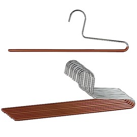 Mawa by Reston Lloyd Non-Slip Space Saving Clothes Hanger with Single Rod for Pants, Style KH/1, Set of 10, Copper