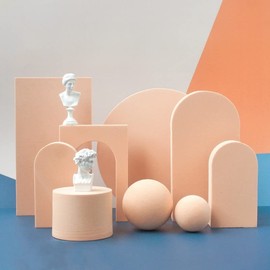 STKMELON 9pcs Beige Foam Cube Photo Booth Props for Food, Jewelry, Cosmetics and Accessories