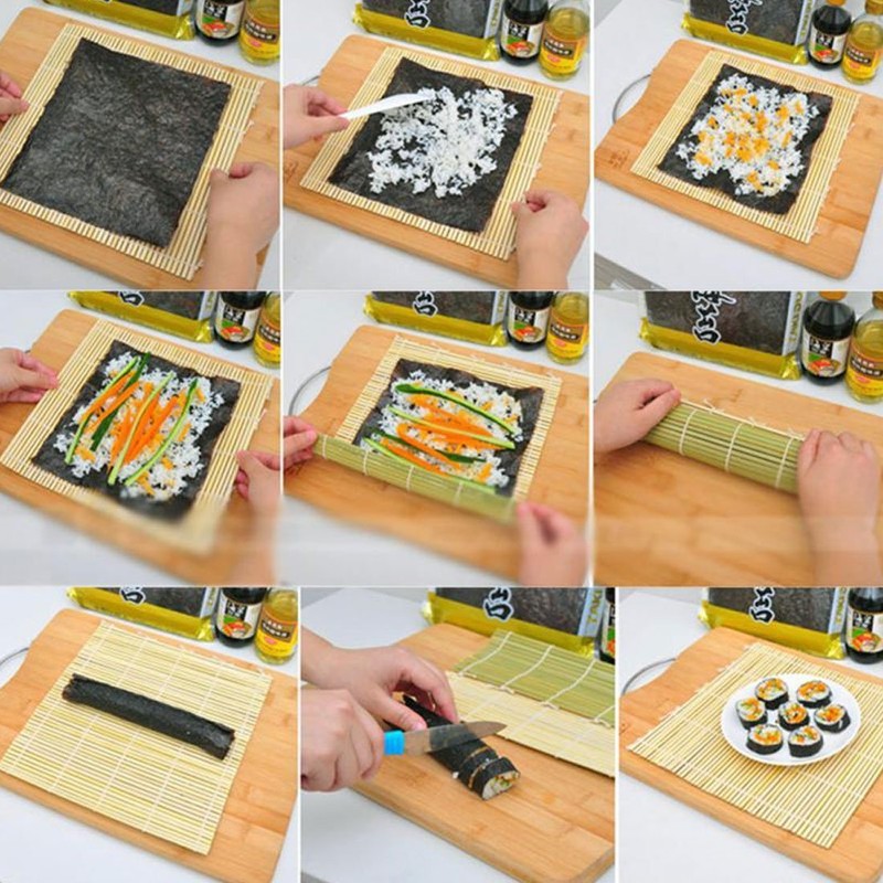 THY COLLECTIBLES Sushi Making Rolling Mat Natural Bamboo 9.5" x