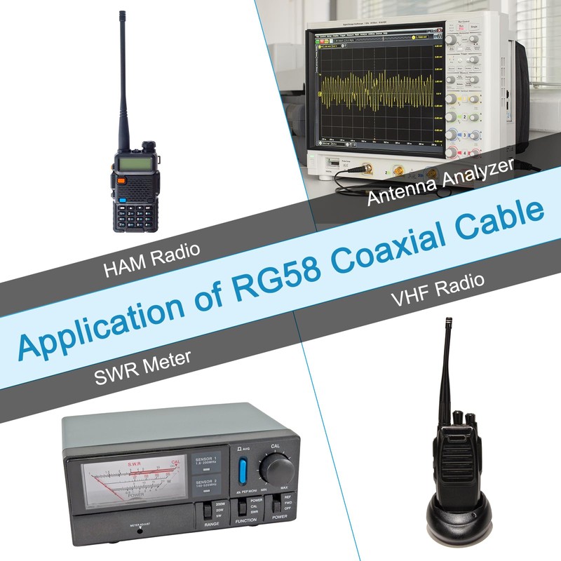 sourcing map 1PCS RG58 Coaxial Cable 6ft/1.8 M, UHF PL-259