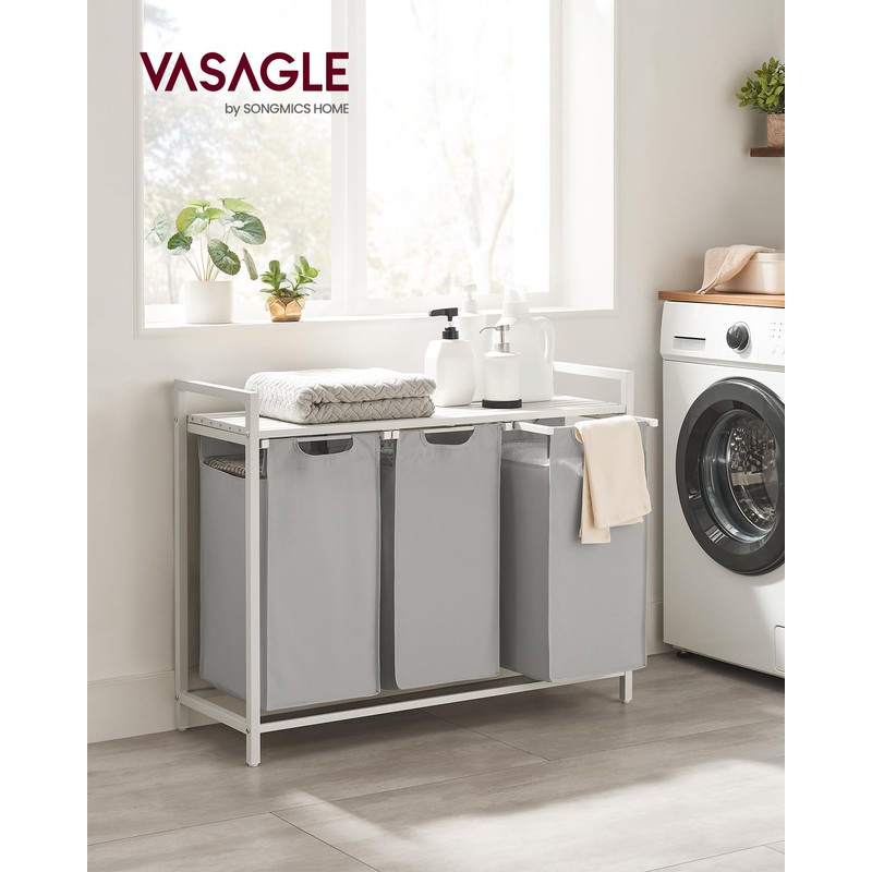 VASAGLE Laundry Hamper, Laundry Basket, Laundry Sorter with 3 Pull-Out
