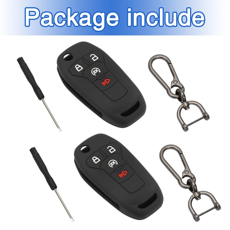 TOMALL 2 Pack for Ford Key Fob Cover Keychain, 4