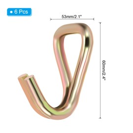 PATIKIL 6 Pack Ratchet Double J Hook Load 6600 LBS for 9mm Tie Down Strap Webbing on Car Truck Trailers Towing Strap, Gold