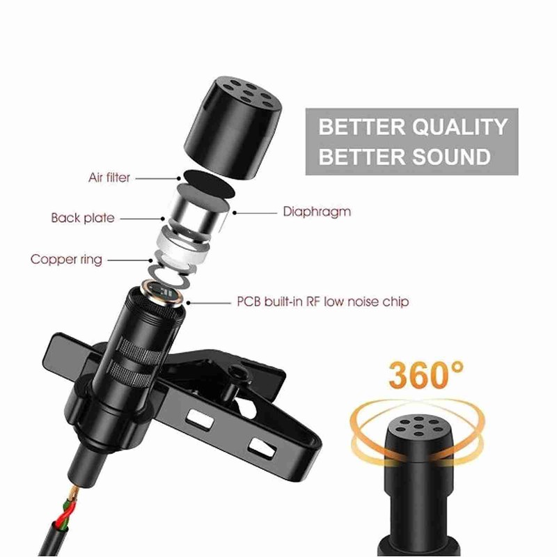 Black Double Head Lavalier Lapel Microphone No Driver Installation Required