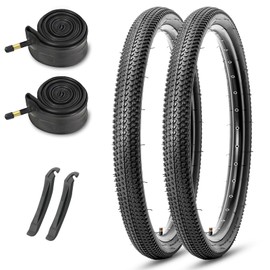 26-inch Mountain Bike Tires Set: MOHEGIA 2-Pack 26x2.125 Inch Folding Replacement Bicycle Tires and Inner Tubes with Tire Levers Pair/Black