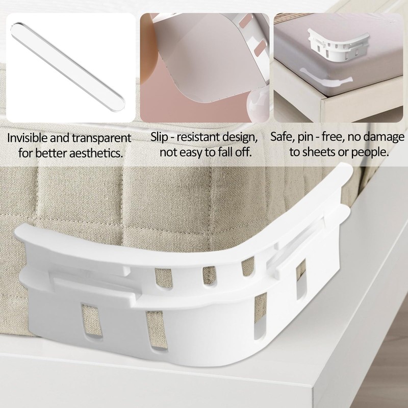 Vxcvzv Sheet Locks Mattress Corner Clips,4PCS White Plastic Bedding Sheet