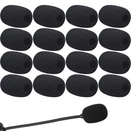WeddHuis Pack of 16 Replacement Windscreen for Microphone and Headset, Foam Microphone Cover, Mini Microphone Windscreen for Teaching, Stage Performance and Meeting