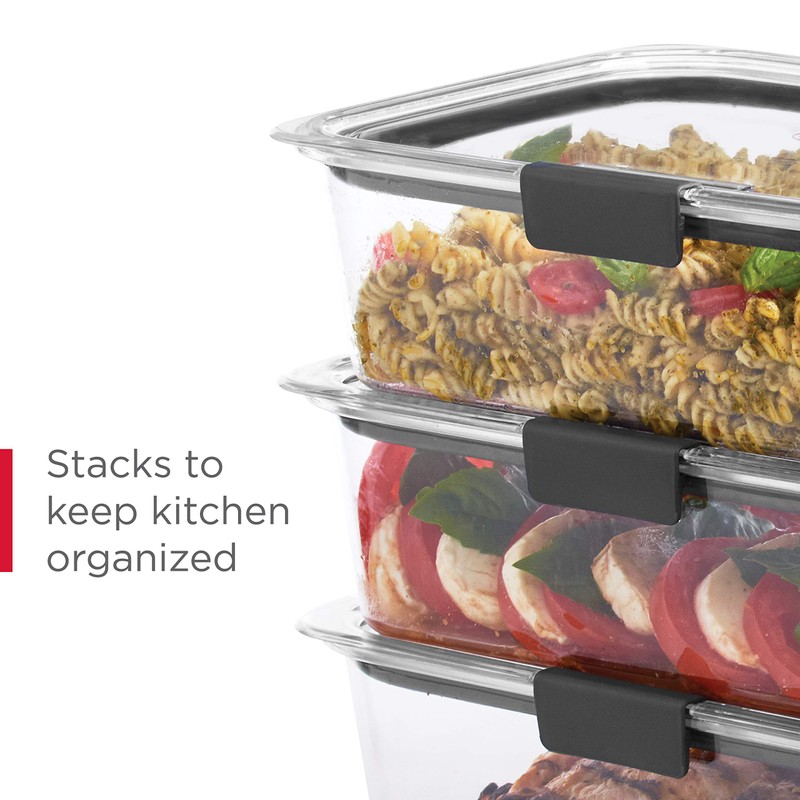Rubbermaid Brilliance Food Storage Containers, 14 Piece Plastic Containers with