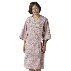 Medline Pink Floral Front-Opening Mammography Exam Gown - Women's Health - One Size - Medium - Regular Rise - High Rise - Polyester/Cotton - Machine Wash