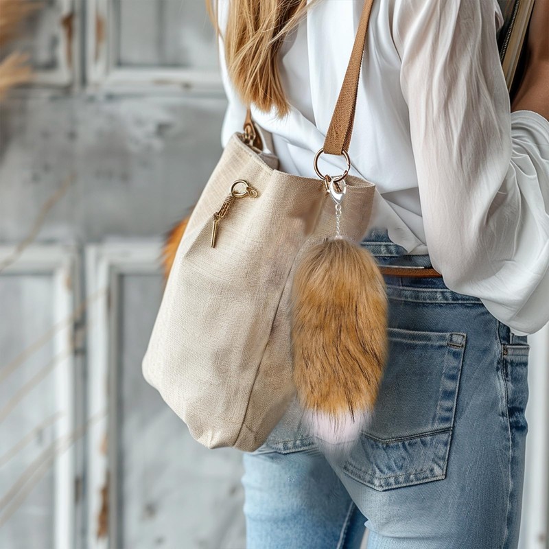 VOOCYE Keychain Fox Tail, Stainless Steel, Corrosion Resistant, Rustproof, Tail