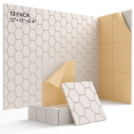 Sound Proof Foam Panels for Walls, Kuchoow Acoustic Panels Sound Absorbing, 12 Pack High Density Soundproof Wall Panels Self Adhesive Sound Dampening Panels Sound Absorbing Panel 12"×12"×0.4"