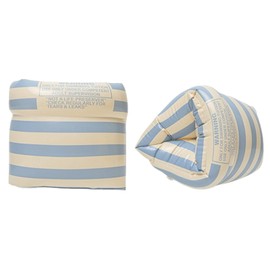 Vintage Striped Inflatable Swimming Rings Pool Floats Arm Bands for Kids 3-12 Years, PVC (Blue)