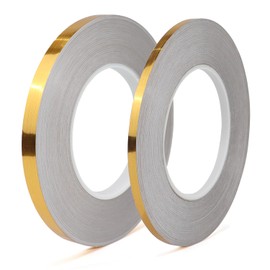 2 Rolls Gold Duct Tape, Metallic Mylar Film Tape, 5mm & 10 mm X 164 Ft. Vinyl Pinstripe Tape for Detailing Accent Wall, Wardrobe, Bathroom, Floor, Tile, Car, Graphic Arts - Stripe Stickers