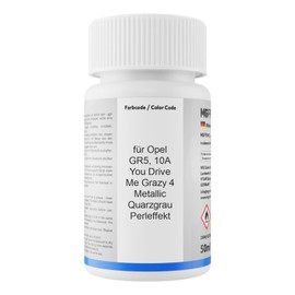 MG PRIME Autolack Lackstift Set für Opel GR5 / 10A You Drive Me Grazy 4 Metallic/Quarzgrau Perleffekt Basislack Klarlack je 50ml