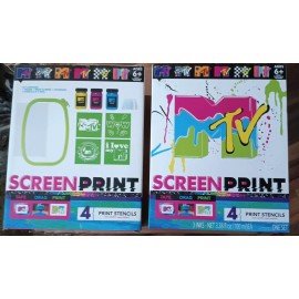 MTV Screen Printing DIY Kit - New, 4 Print MTV Logo Stencils Included