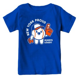 New York Proud, Always Loud Kid's T-Shirt for Baseball Fans (Royal Shirt, 4T)