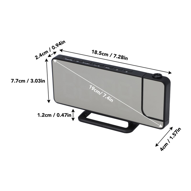 Projection Alarm Clock 7.4 Inch LED Mirror Digital Alarm Clock