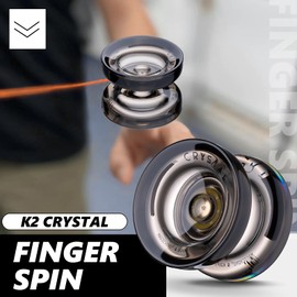 MAGICYOYO Dual Purpose K2 Crystal Yoyo Pack - Responsive for Kids Beginner, Professional Plastic Trick Yo-yo with 12 Strings + Unresponsive Bearing Kit + Case (Black + Blue)