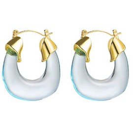 Chunky Resin Acrylic U Shape Hoop Earrings Geometric for Women Girls Minimalist Statement Vintage Transparent Party Jewelry, Acrylic Resin, resin