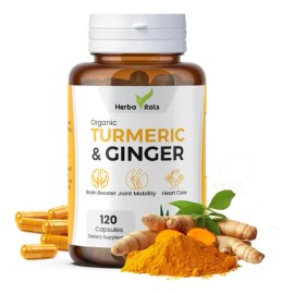Herbavitals Cúrcuma Y Jengibre 120 Cápsulas 500mg Suplemento                                                                                          