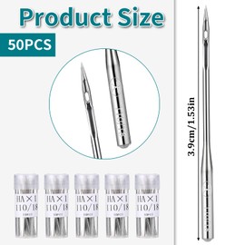 50 Pcs 110/18 Heavy Duty Sewing Machine Needles,Denim Needle for Sewing Machine,Universal Sew Machines Needles Heavy Duty Embroidery Regular Needle Supplies for Leather Jeans Canvas Fabrics