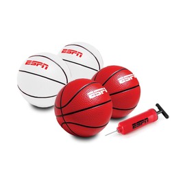 ESPN 5” Mini Basketballs – Set of 4 Includes Pump, Ideal for Family Games, Kids Games, and Game Night