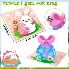 DIYDEC 4 Pack Easter Wooden Puzzles for Kids Toddlers Wooden Jigsaw Puzzles Easter Wood Toys for Basket Stuffers Egg Hunt Learning Educational Gifts Party Favors Classroom Prize