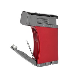 The Palió Pro Line, Scorpius Jet Torch, Angled, Single-Jet Torch Lighter with a Fold-Out 7.5mm Punch Cutter and 33mm Enhancement Poker (Red)