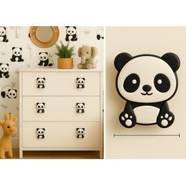 (6-Pack) Panda Theme Children's Door knobs - Pull Handles for Drawers & Cupboards Nursery Playroom Bedroom Deco (Small 5. x 3.6 cm)