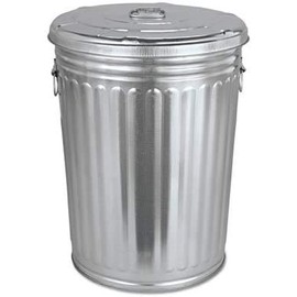 COLIBROX Pre-Galvanized Trash Can with Lid, Round, Steel, 20gal, Gray, Sold as 1 Each