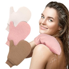 PHOGARY Exfoliating Body Scrubber Glove 3 Pack, Deep Cleaning Shower Gloves Exfoliating for Women, Exfoliating Mitt Dead Skin Remover for Body, Premium Wash Gloves for Effective Exfoliation