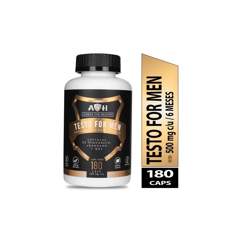 Testo For Men 180 Cápsulas Maca Negra Fenogreco Arginina A4h
