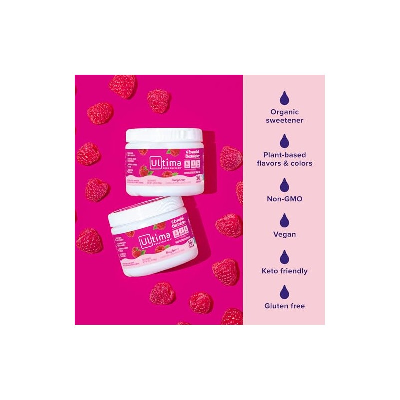 Ultima Replenisher Raspberry Electrolyte Powder - Sugar Free Hydration