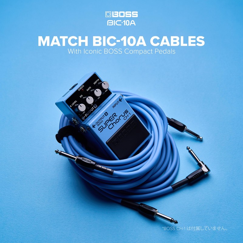 BOSS BIC-10A-BK Guitar Cable, Black, 9.8 ft (3 m), L-Shape,
