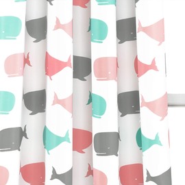 Lush Decor, Pink and Aqua Whale Curtains-Animal Ocean Print Design Room Darkening Window Panel Set for Living, Dining, Bedroom (Pair), 84” x 52