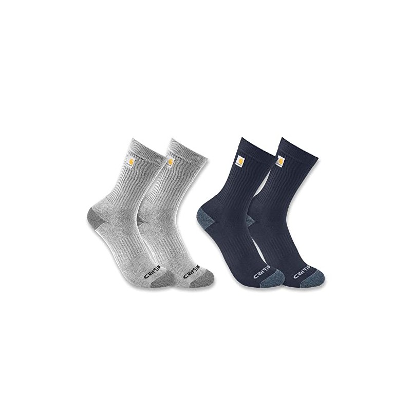 Carhartt Men's Midweight Logo Crew Sock 2 Pack, Assorted 2,