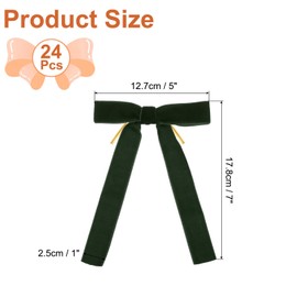 PATIKIL Velvet Bows, 24 Pcs Velvet Ornaments Ribbon Gift Bows Vintage Wreath Bow for Christmas Tree Wedding Birthday Parties Decor, Dark Green (1" Width, 5x7 Inch)