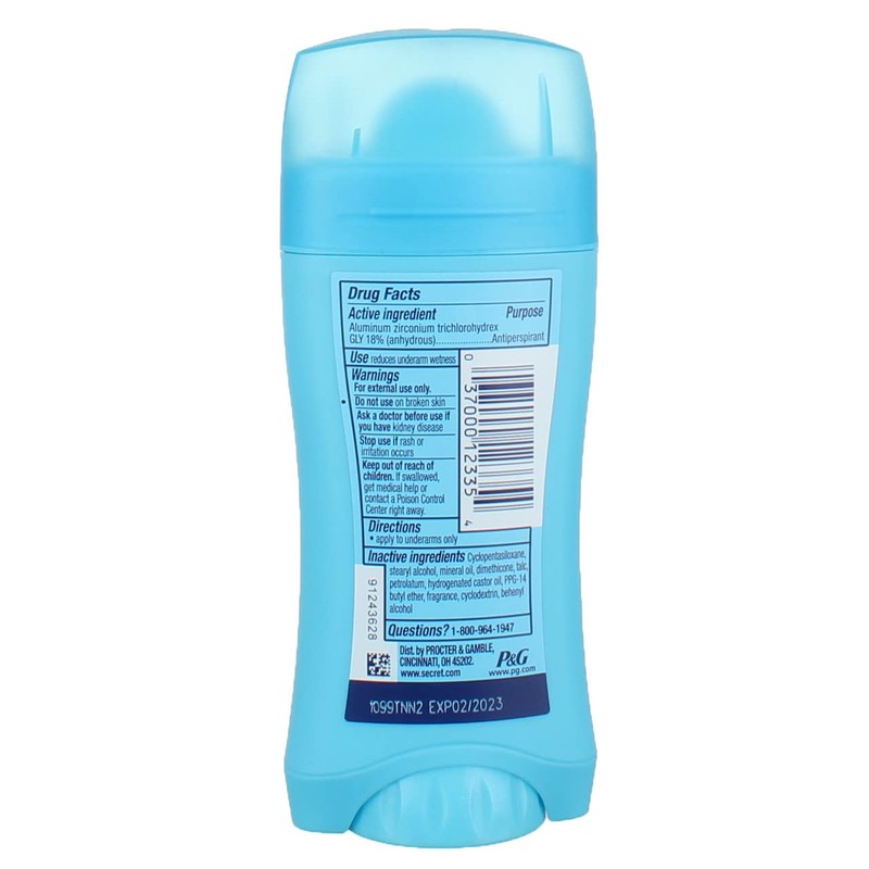 Secret Invisible Solid Antiperspirant Deodorant-Sheer Clean-2.6 oz, 2 pk