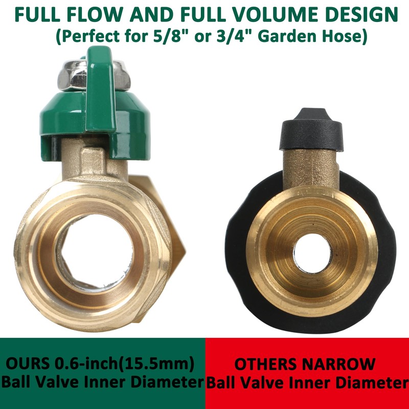 STYDDI Full Flow Brass Garden Hose Shut Off Valve, Heavy