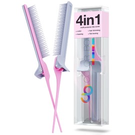 ColorBow Peine de clip de cola de rata (paquete de 2) peine alisador de pelo, peine de hierro plano, peine de alisado, herramientas de peinado para colorear el cabello, herramientas de corte y guía de hierro plano