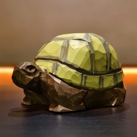 BEAULEMNA Mini Turtle Model Piggy Bank Wooden Tortoise Statue Decorative Turtle Sculpture Coin Seated Tortoise Statue for Desktop Bar Kitchen Yard Patio Collectible Cute Turtle Statue Unique Present
