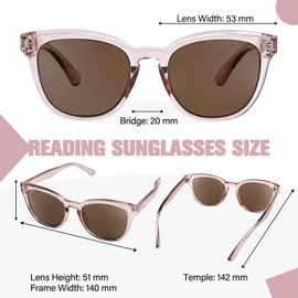 YUKANG Reading Sunglasses for Women, Full Lens Cateye Sun Readers with Built-in Outdoor Readers Sunglasses UV400 Protection LBrown 1.5