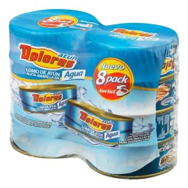 Atun Aleta Amarilla En Agua 140 Gr Dolores Con 8 Piezas