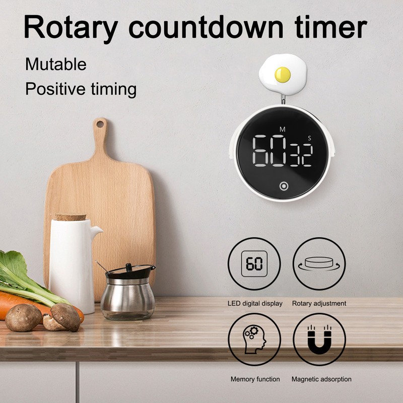 3in LED Digital Timer Rotatable Magnetic Low Noise ABS Shell
