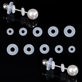Silicone Earring Backs Stopper Rings for Piercings, Clear Support Discs Stabilizer Pads, Non Pull Piercing Discs Rings, 3-7mm Earlobe Support Patches (7mm Ring)