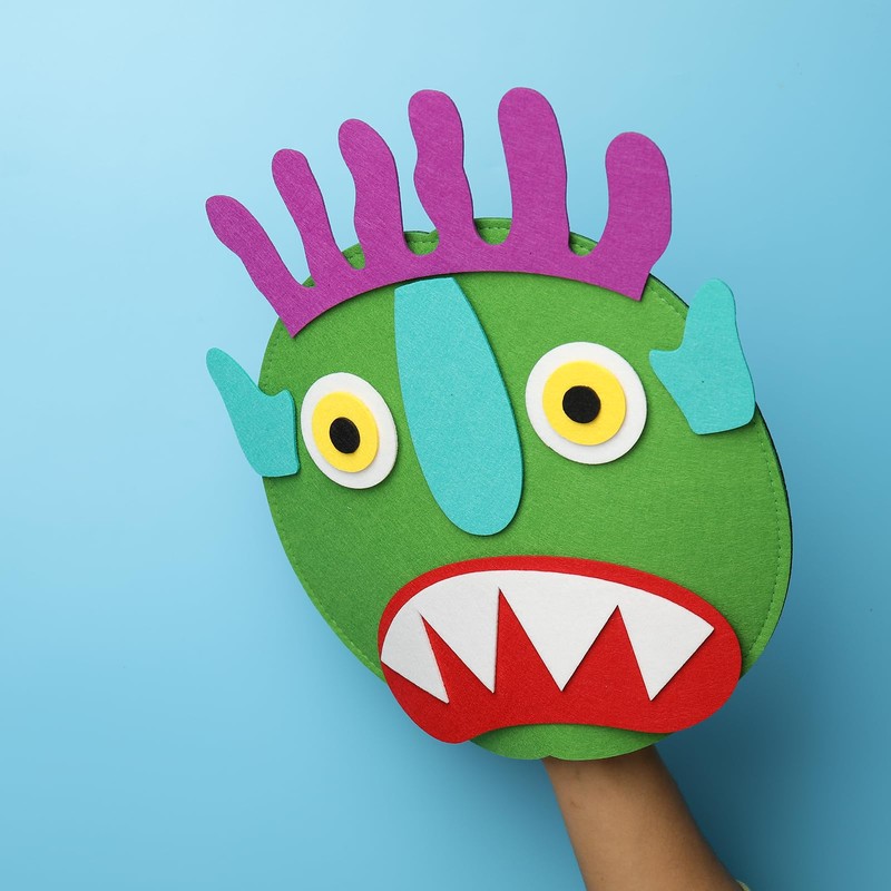 Go Away Big Green Monster Felt Hand Puppet, Detachable Eyes,